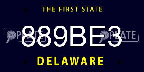 889BE3 Delaware License Plate