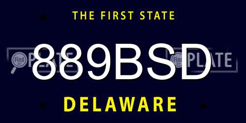 889BSD Delaware License Plate