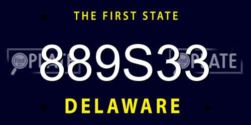 889S33 Delaware License Plate