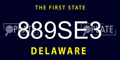 889SE3 Delaware License Plate
