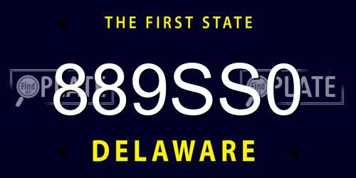 889SS0 Delaware License Plate