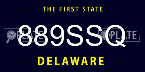 889SSQ Delaware License Plate