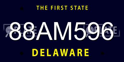 88AM596 Delaware License Plate