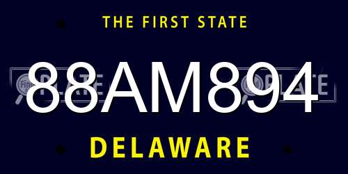 88AM894 Delaware License Plate
