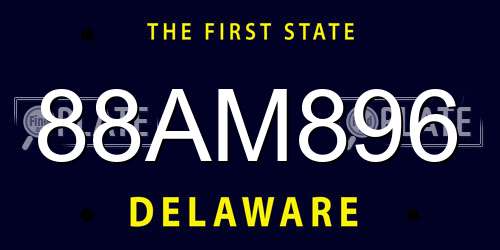 88AM896 Delaware License Plate