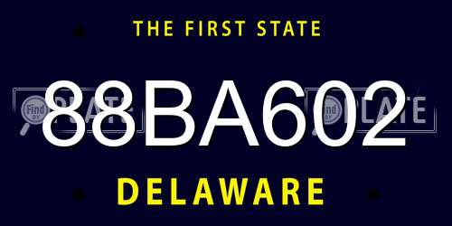 88BA602 Delaware License Plate