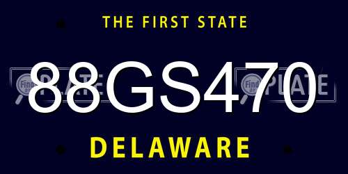 88GS470 Delaware License Plate