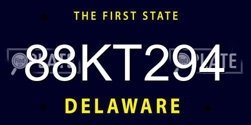 88KT294 Delaware License Plate