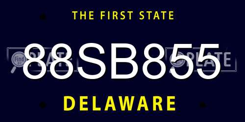 88SB855 Delaware License Plate