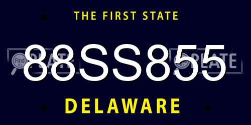 88SS855 Delaware License Plate