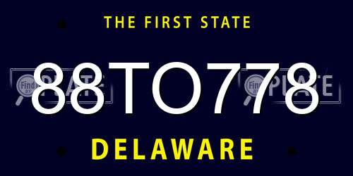 88TO778 Delaware License Plate