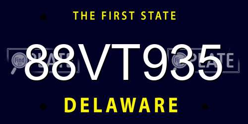 88VT935 Delaware License Plate
