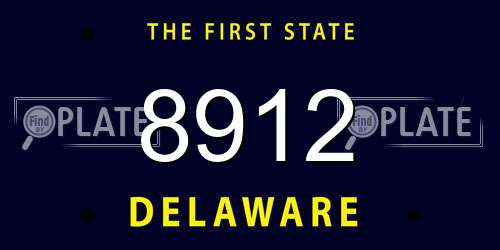 8912 Delaware License Plate