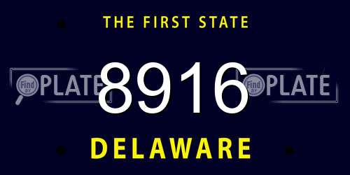 8916 Delaware License Plate
