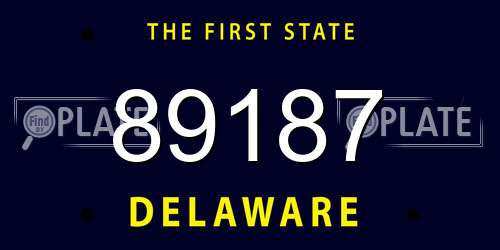 89187 Delaware License Plate