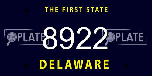 8922 Delaware License Plate