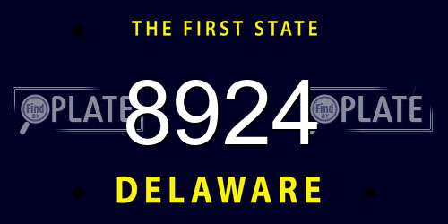 8924 Delaware License Plate