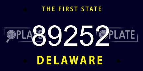 89252 Delaware License Plate