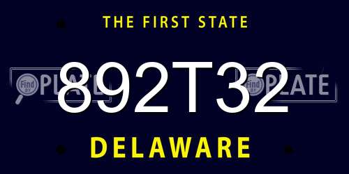 892T32 Delaware License Plate