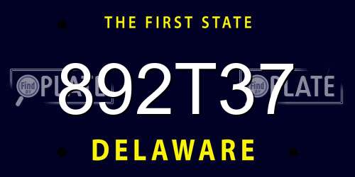 892T37 Delaware License Plate