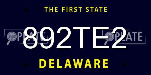 892TE2 Delaware License Plate