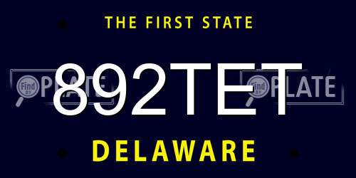 892TET Delaware License Plate