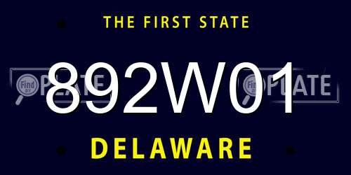 892W01 Delaware License Plate