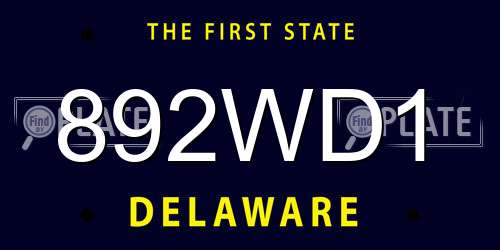 892WD1 Delaware License Plate
