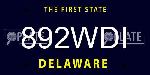 892WDI Delaware License Plate