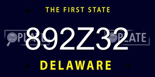 892Z32 Delaware License Plate