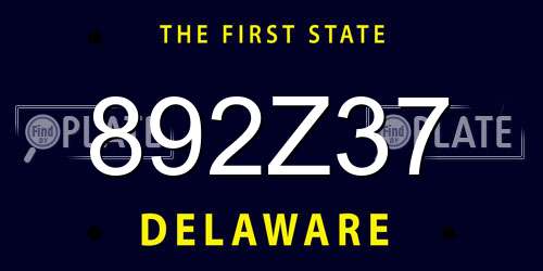 892Z37 Delaware License Plate
