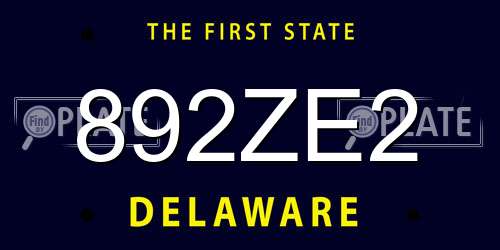 892ZE2 Delaware License Plate