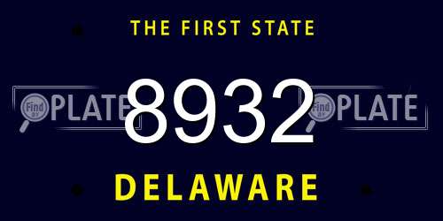 8932 Delaware License Plate