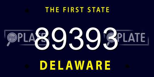 89393 Delaware License Plate