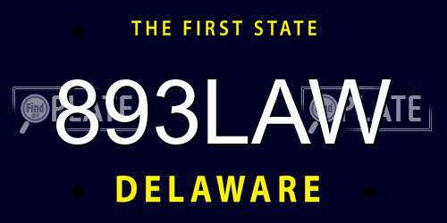 893LAW Delaware License Plate