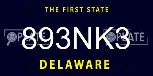 893NK3 Delaware License Plate