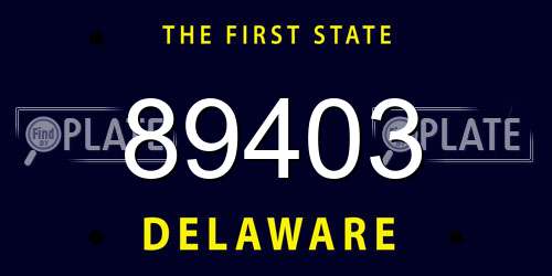 89403 Delaware License Plate