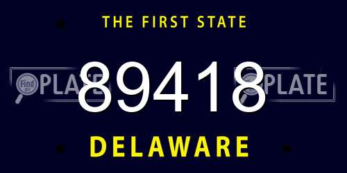 89418 Delaware License Plate