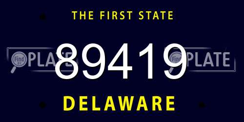89419 Delaware License Plate