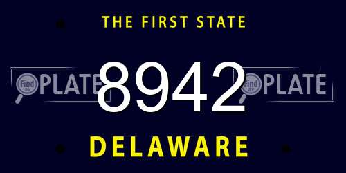 8942 Delaware License Plate