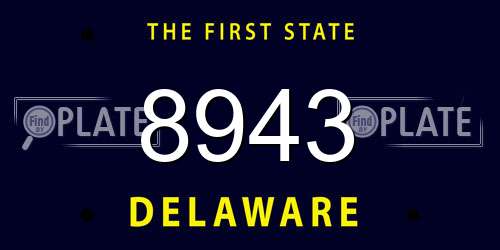 8943 Delaware License Plate