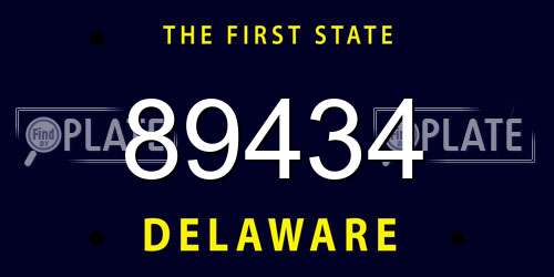 89434 Delaware License Plate