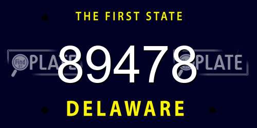 89478 Delaware License Plate