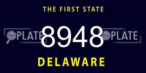 8948 Delaware License Plate
