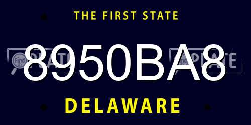 8950BA8 Delaware License Plate