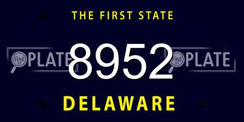 8952 Delaware License Plate