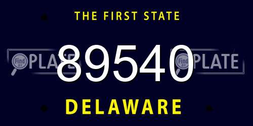 89540 Delaware License Plate