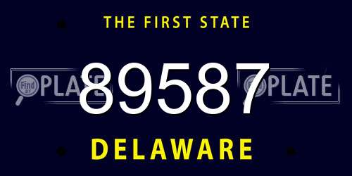 89587 Delaware License Plate