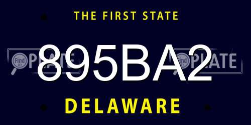 895BA2 Delaware License Plate