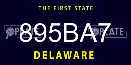 895BA7 Delaware License Plate